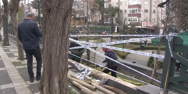 Kontrolden çıkan kamyonet parka uçtu