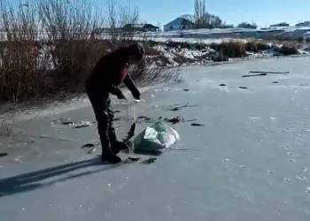 Buzu kırıp balık avlıyorlar