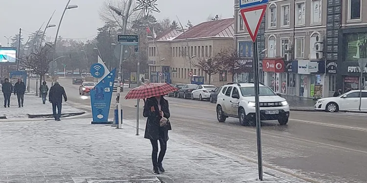 Erzurum’da kar yağışı etkili oluyor