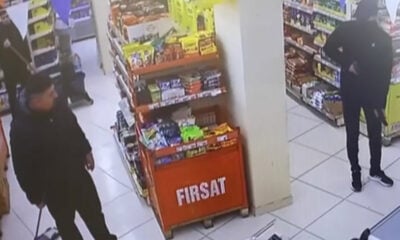 Pompalı tüfekle markete giren gaspçıları paspasla kovaladı