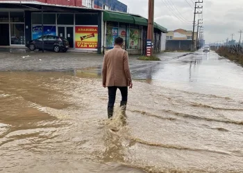 Göle dönen yolda düşen plakasını aradı