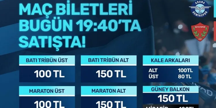 Adana Demirspor – Hatayspor maçının biletleri satışta