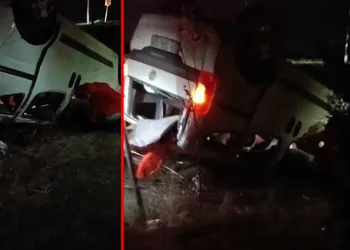 Bursa’da kontrolden çıkan araç takla attı