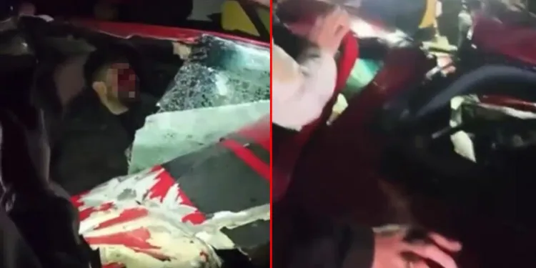 Bursa’da tıra çarpan otomobil hurdaya döndü
