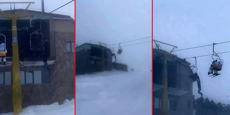 Bursa Uludağ’da telesiyejde asılı kaldı