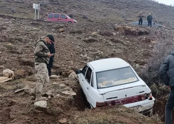 Otomobil şarampole yuvarlandı