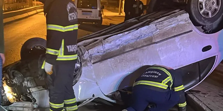 Takla atan otomobilin kaza anı kamerada