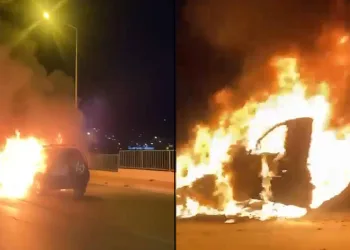 Bursa’da seyir halindeki otomobil alev topuna döndü