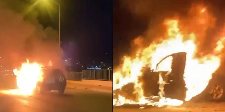 Bursa’da seyir halindeki otomobil alev topuna döndü