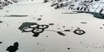 Göyne Sulama Barajı buzla kaplandı