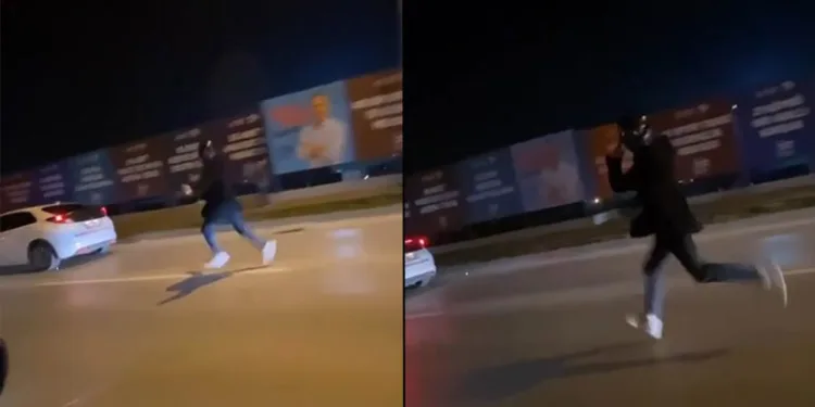 Hayali motosikleti ile otomobil solladı