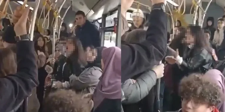 Otobüste 2 kadının saç baş birbirine girdi