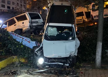 Virajı alamayan araç çay bahçesine uçtu