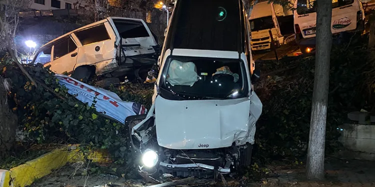 Virajı alamayan araç çay bahçesine uçtu