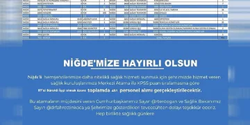 Sağlık Bakanlığı Niğde için personel alımı yapacak