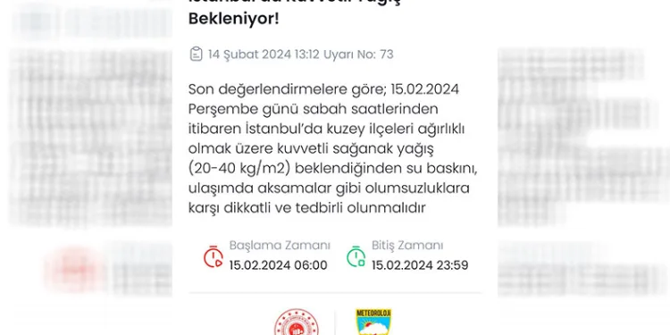 Meteoroloji’den İstanbul için kuvvetli yağış uyarısı