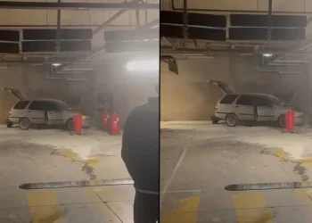 Bursa’da kapalı otoparktaki LPG’li otomobil yandı