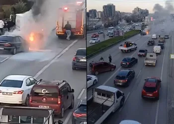 Bursa’da seyir halindeki otomobil alev topuna döndü