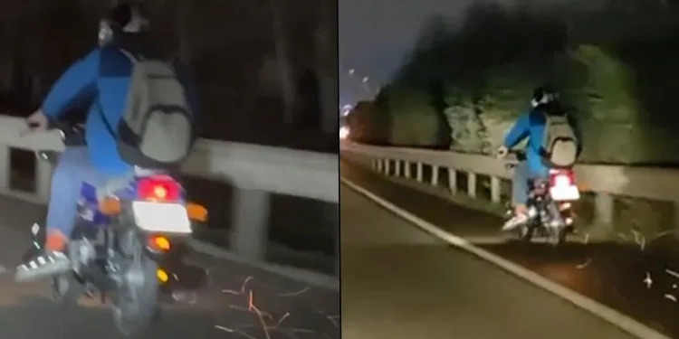 Arıza yapan motosikletle kilometrelerce seyir etti