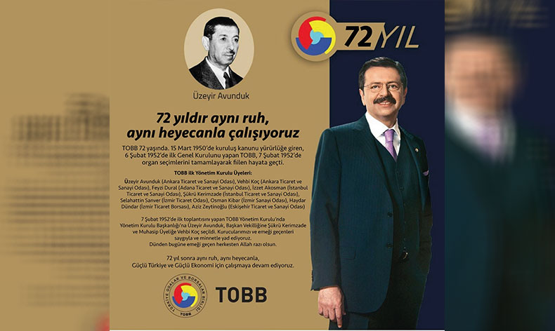 Türkiye Odalar ve Borsalar Birliği 72 yaşında