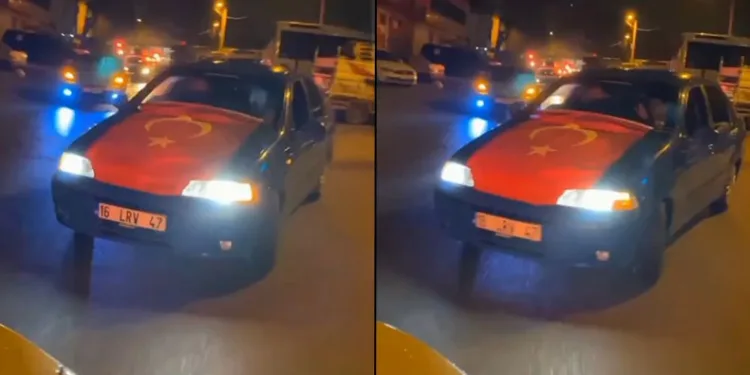 Asker konvoyunda drift şov