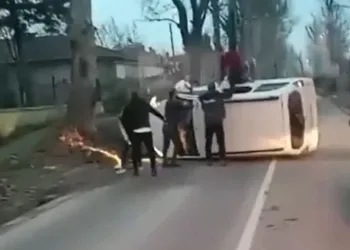 Yalova’da ağaca çarpan hafif ticari araç devrildi