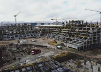 Ankara’da 45 bin kişilik yapılan stadyumun çalışmaları havadan görüntülendi