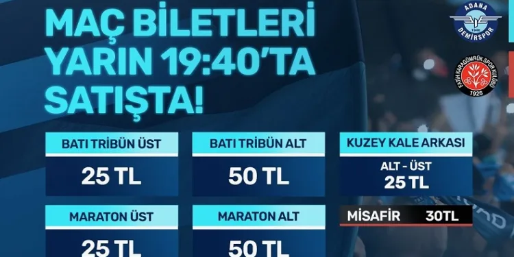 Adana Demirspor – Fatih Karagümrük maçının biletleri satışa çıkıyor