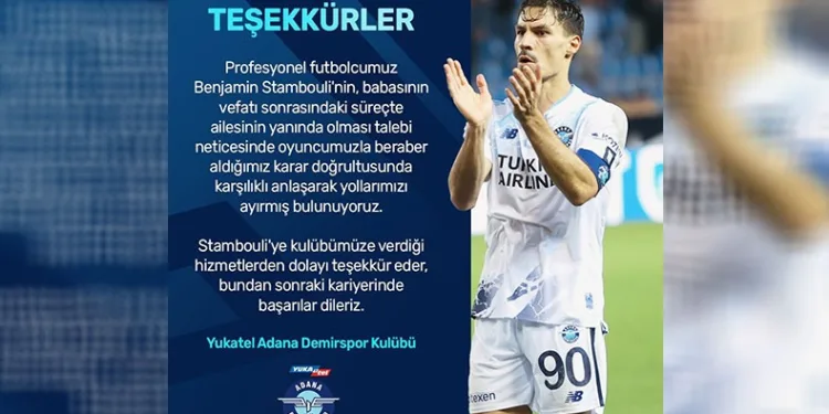 Adana Demirspor’da Benjamin Stambouli ile yollar ayrıldı