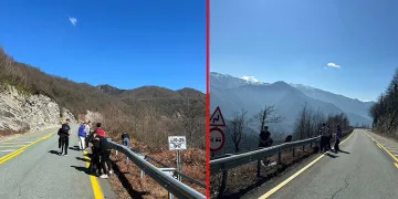 Karayolunun kenarına atılan çöpleri temizlediler