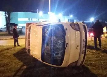 Bursa’da kontrolden çıkan kamyonet otluk alana uçtu