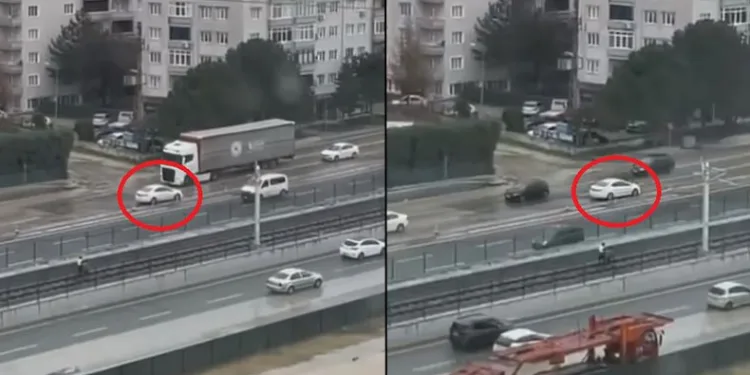 Bursa’da otomobil ters şeritten ilerlemeye çalıştı