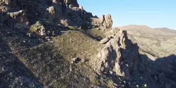 Dağ keçileri dron ile görüntülendi
