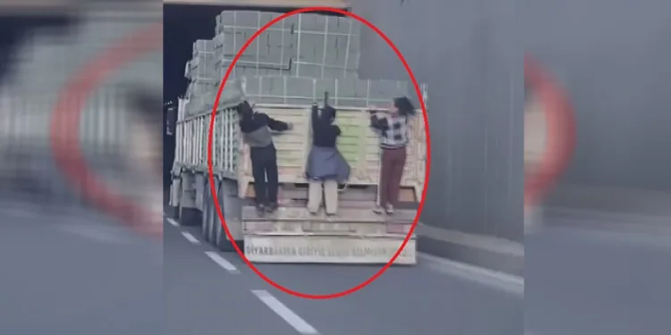 3 kız çocuğunun tehlikeli oyunu kamerada