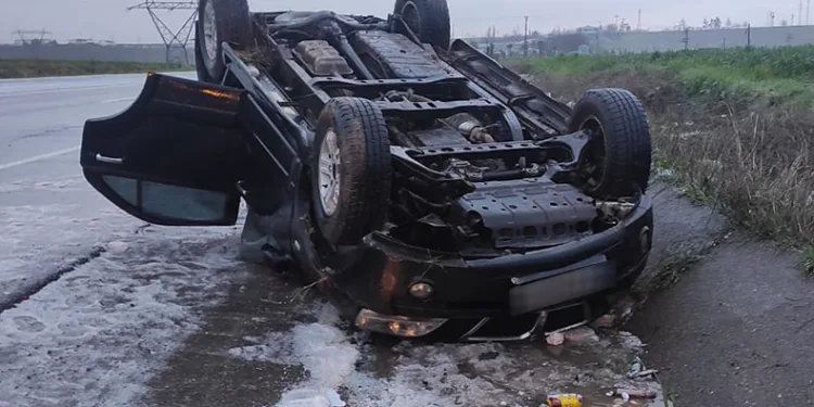 Dolu yağışı kazaya neden oldu