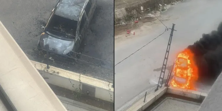 Duvara çarpan otomobil yanarak kullanılamaz hale geldi