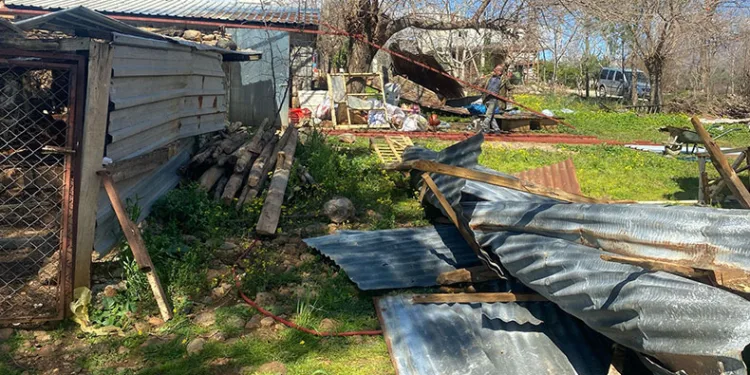 Osmaniye’de fırtına ahırın çatısını uçurdu