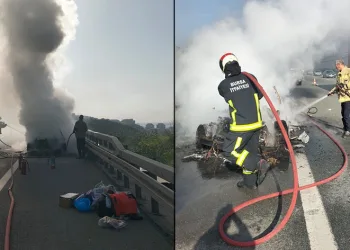 Lüks otomobil alev topuna döndü