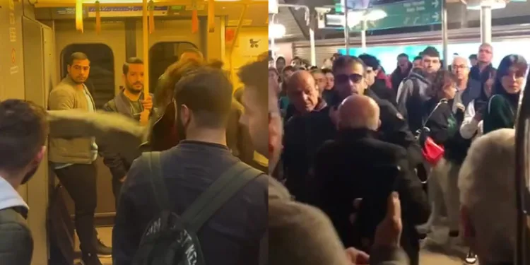 Metro kapılarını tekmeleyip makinisti dövmeye kalktılar