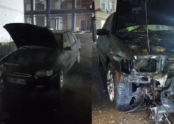 Çorlu’da araç yangını