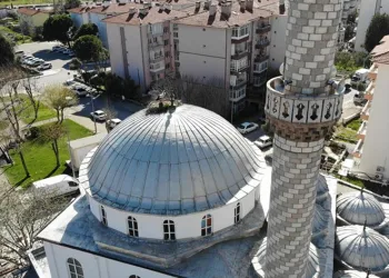 Mahallenin maskotları leylekler bu yıl da yerini aldı