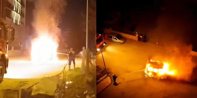 Seyir halindeki hafif ticari araç alev topuna döndü