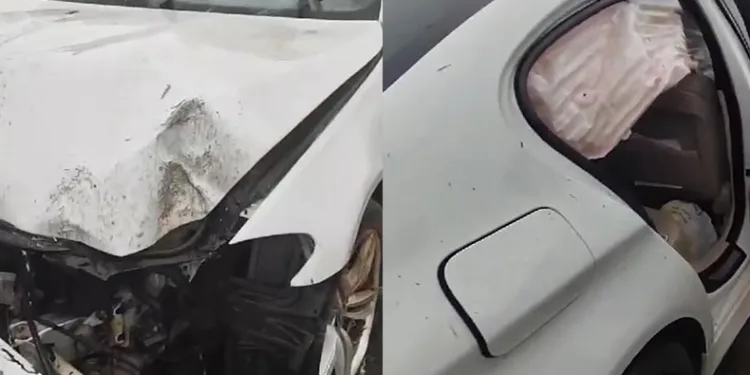 Kontrolden çıkan otomobil bariyerlere çarptı