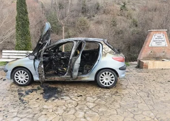 Yanan otomobil kullanılamaz hale geldi