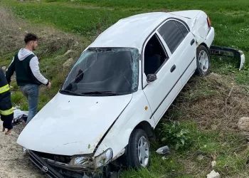 Otomobil tarlaya uçtu: 1 yaralı
