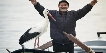 Leylek ile balıkçının dostluğu köye turist getirdi