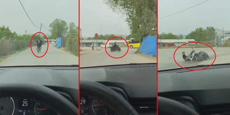 Bursa’da motosikletiyle ön kaldırdı, kayarak yere düştü