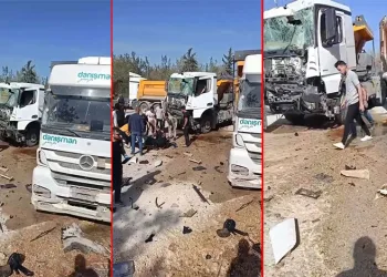 Bursa’da 2 hafriyat kamyonu kafa kafaya çarpıştı: 2 yaralı