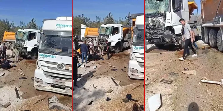 Bursa’da 2 hafriyat kamyonu kafa kafaya çarpıştı: 2 yaralı