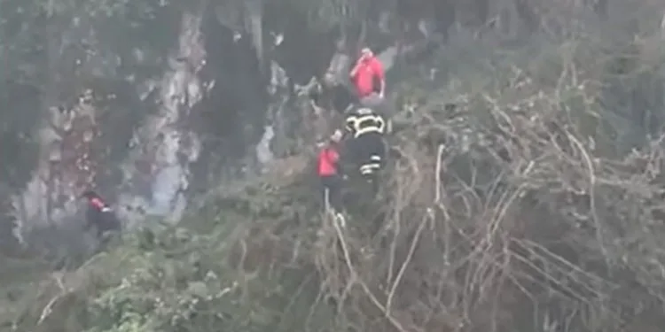 Ağaç keserken uçuruma yuvarlandı